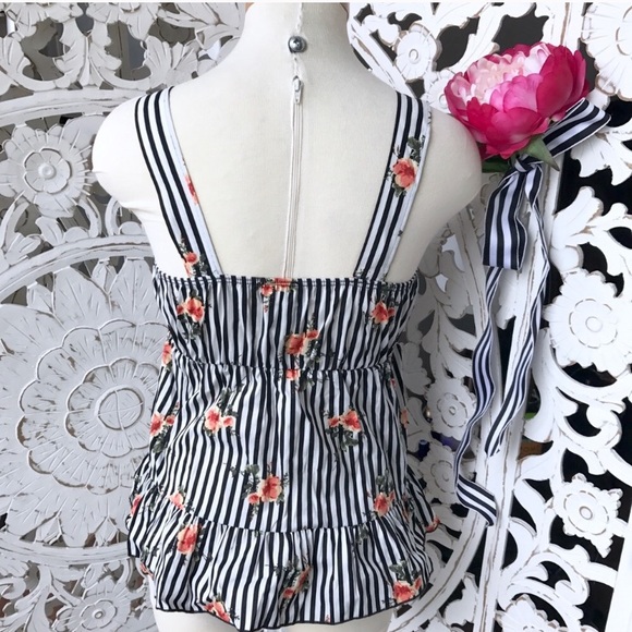 Striped Babydoll Floral Tank - Picture 3 of 8